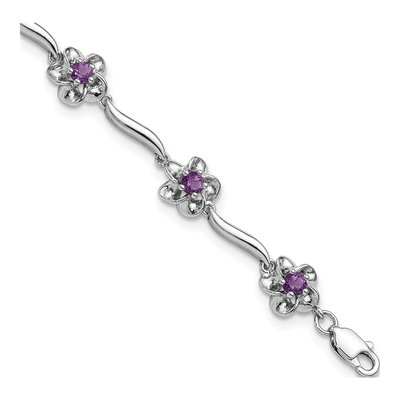 Sterling Silver Amethyst Floral Bracelet