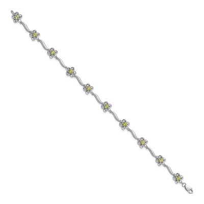 Sterling Silver Peridot Floral Bracelet – view 2