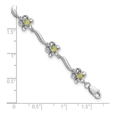 Sterling Silver Peridot Floral Bracelet – view 3