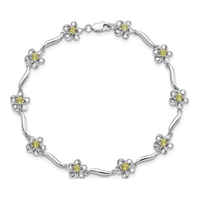 Sterling Silver Peridot Floral Bracelet – view 4