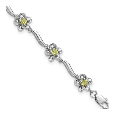 Sterling Silver Peridot Floral Bracelet