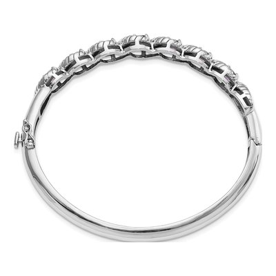 Sterling Silver Amethyst Hinged Bangle Bracelet – view 2