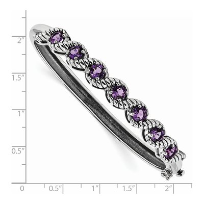 Sterling Silver Amethyst Hinged Bangle Bracelet – view 3