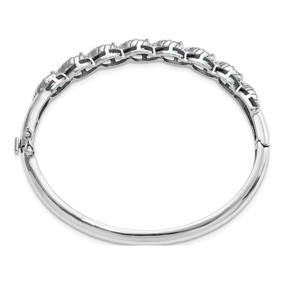 Sterling Silver Swiss Blue Topaz Hinged Bangle Bracelet – view 2