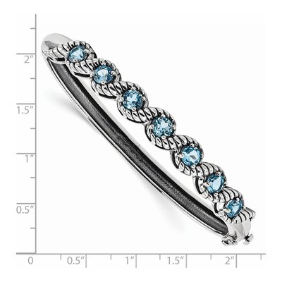 Sterling Silver Swiss Blue Topaz Hinged Bangle Bracelet – view 3