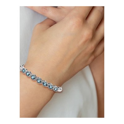 Sterling Silver Swiss Blue Topaz Hinged Bangle Bracelet – view 4
