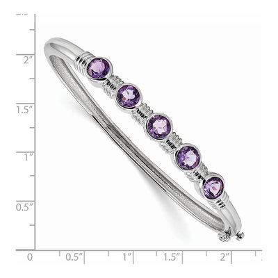 Sterling Silver Amethyst Hinged Bangle Bracelet – view 3