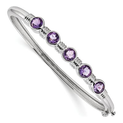 Sterling Silver Amethyst Hinged Bangle Bracelet