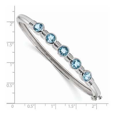 Sterling Silver Swiss Blue Topaz Hinged Bangle Bracelet – view 3