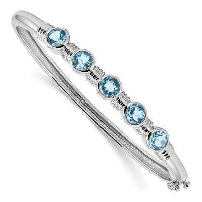 Sterling Silver Swiss Blue Topaz Hinged Bangle Bracelet