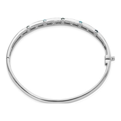 Sterling Silver Swiss Blue Topaz Hinged Bangle Bracelet – view 2