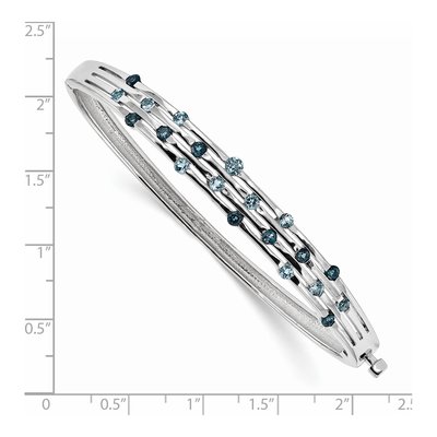 Sterling Silver Swiss Blue Topaz Hinged Bangle Bracelet – view 3