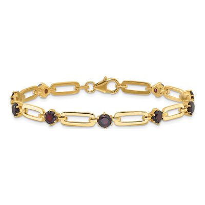 Gold-Plated Sterling Silver Garnet Paperclip Bracelet – view 3