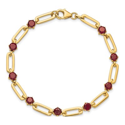 Gold-Plated Sterling Silver Garnet Paperclip Bracelet – view 4
