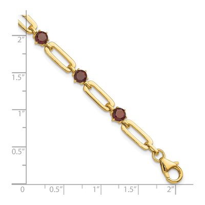 Gold-Plated Sterling Silver Garnet Paperclip Bracelet – view 5