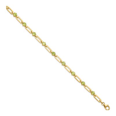 Gold-Plated Sterling Silver Peridot Paperclip Bracelet – view 3
