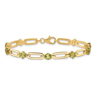 Gold-Plated Sterling Silver Peridot Paperclip Bracelet – view 4
