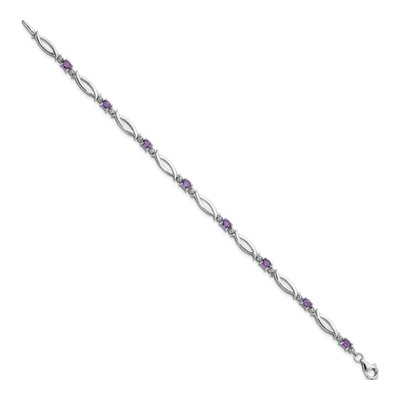 Sterling Silver Amethyst & Diamond Bracelet – view 2