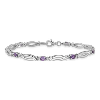 Sterling Silver Amethyst & Diamond Bracelet – view 3