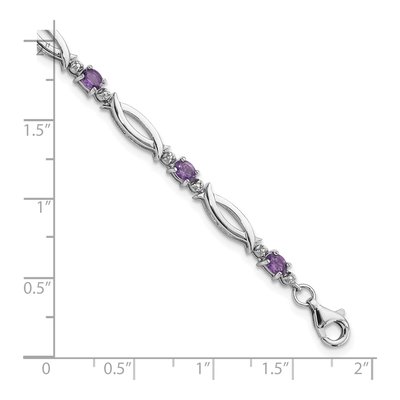 Sterling Silver Amethyst & Diamond Bracelet – view 5