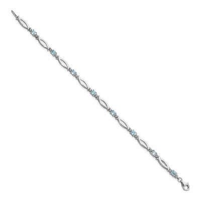 Sterling Silver Swiss Blue Topaz & Diamond Bracelet – view 2