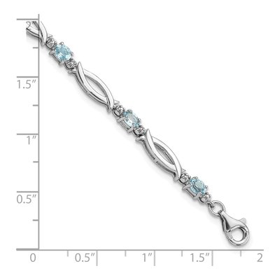 Sterling Silver Swiss Blue Topaz & Diamond Bracelet – view 5
