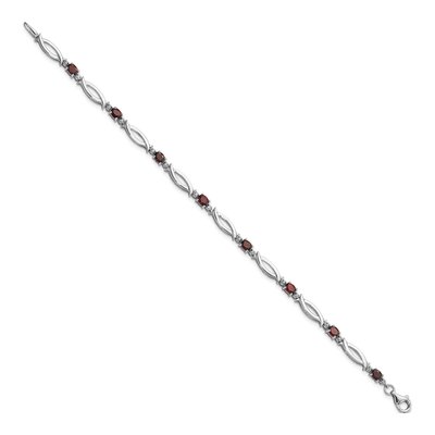 Sterling Silver Garnet & Diamond Bracelet – view 2