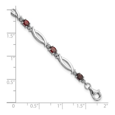 Sterling Silver Garnet & Diamond Bracelet – view 5