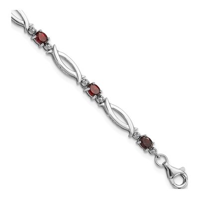 Sterling Silver Garnet & Diamond Bracelet