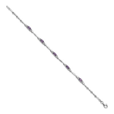 Sterling Silver Amethyst & Diamond Heart Bracelet – view 2