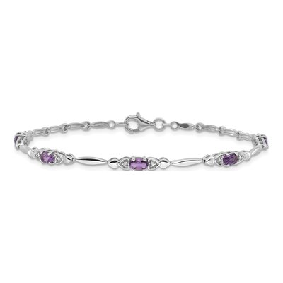 Sterling Silver Amethyst & Diamond Heart Bracelet – view 3