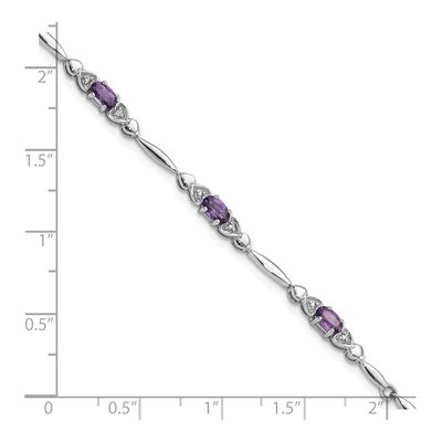Sterling Silver Amethyst & Diamond Heart Bracelet – view 5