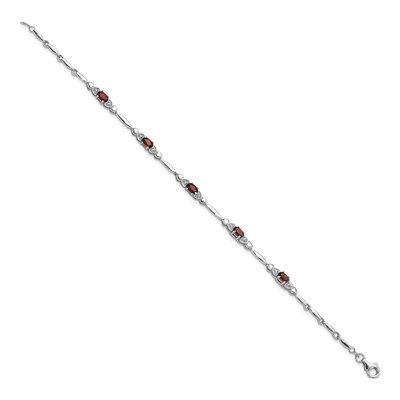Sterling Silver Garnet & Diamond Heart Bracelet – view 2