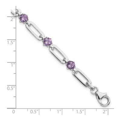 Sterling Silver Amethyst Paperclip Bracelet – view 6