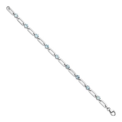 Sterling Silver Swiss Blue Topaz Paperclip Bracelet – view 3