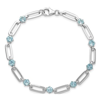 Sterling Silver Swiss Blue Topaz Paperclip Bracelet – view 5