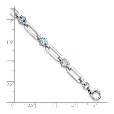 Sterling Silver Swiss Blue Topaz Paperclip Bracelet – view 6