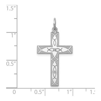 Sterling Silver Laser Cut Cross Pendant – view 4