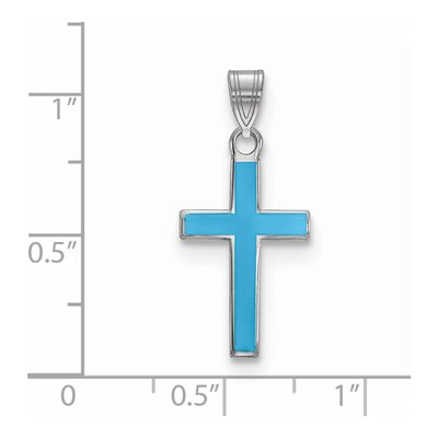 Sterling Silver Blue Enamel Cross Pendant – view 4