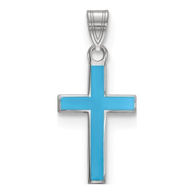 Sterling Silver Blue Enamel Cross Pendant