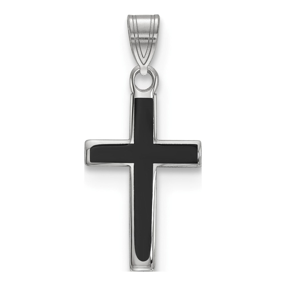 Sterling Silver Black Enamel Cross Charm