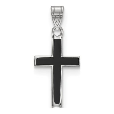 Sterling Silver Black Enamel Cross Charm
