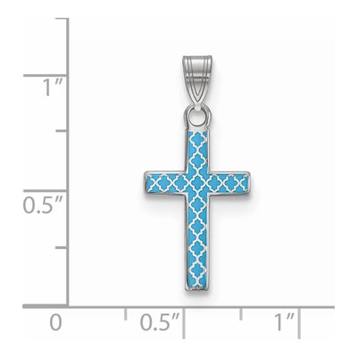 Sterling Silver Blue Enamel Cross Pendant – view 4