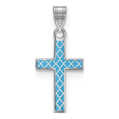 Sterling Silver Blue Enamel Cross Pendant