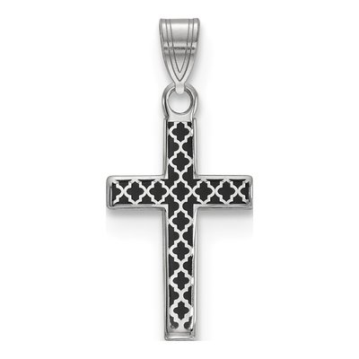 Sterling Silver Black Enamel Cross Charm