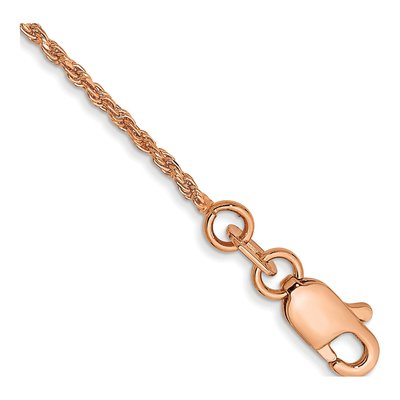14K Rose Gold 1mm Diamond-Cut Rope Chain Bracelet