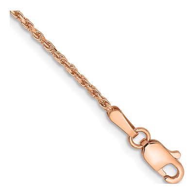 14K Rose Gold 1.5mm Diamond-Cut Rope Chain Anklet