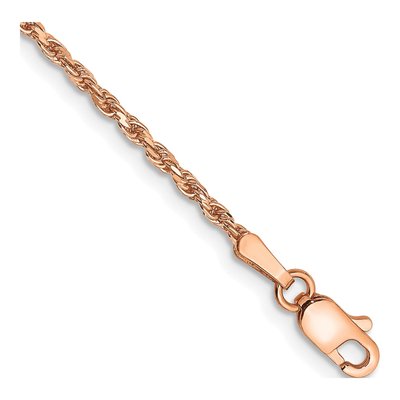 14K Rose Gold 1.8mm Diamond-Cut Rope Chain Bracelet
