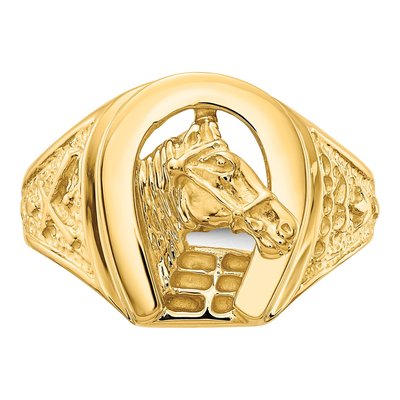 Men's 14K Yellow Gold Horseshoe Ring – view 6