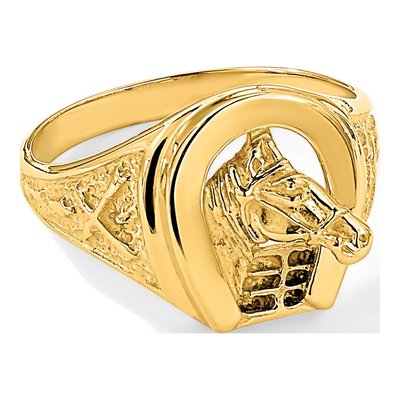 Men's 14K Yellow Gold Horseshoe Ring – view 8